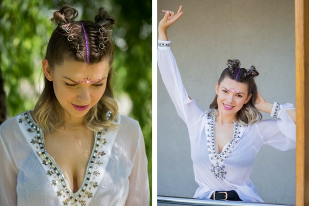 Dziewczyna wianek festiwal stylizacja Opener Open'er warkocze fryzura