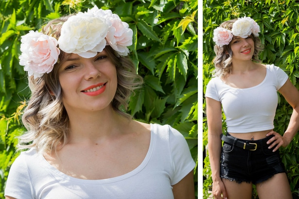Dziewczyna Stylizacja wianek festiwal lato kwiaty we włosach Opener Open'er